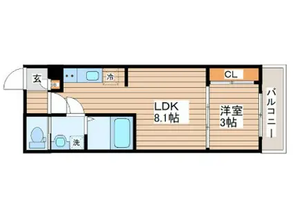 ブラン台原(1LDK/3階)の間取り写真