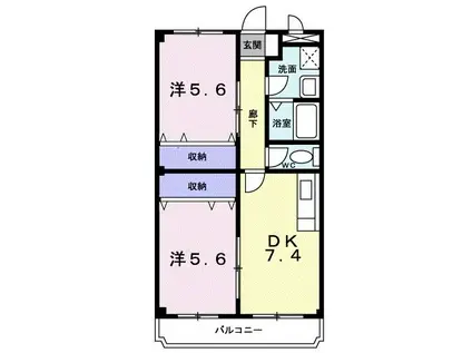 ディアコート(2DK/3階)の間取り写真