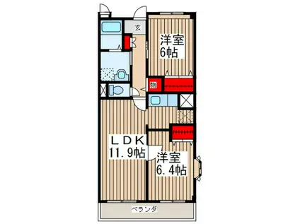 アーバンヒルズ(2LDK/2階)の間取り写真