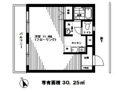 メゾンド佐賀(1K/3階)の間取り写真