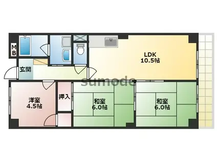 シャトーモンシェール(3LDK/4階)の間取り写真