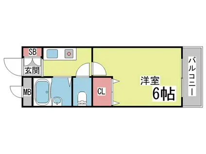 グレースハイツ六甲(1K/3階)の間取り写真