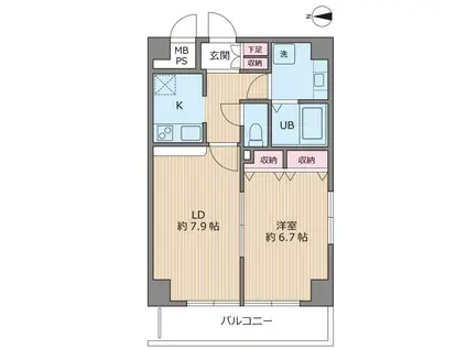 エバーブルーム(1LDK/1階)の間取り写真