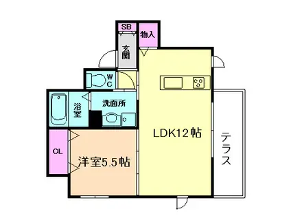 ラルジュ メゾン(1LDK/1階)の間取り写真