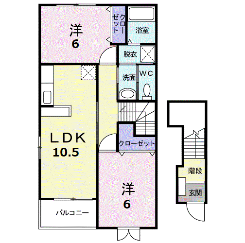 コアみのりB(2LDK/2階)の間取り写真
