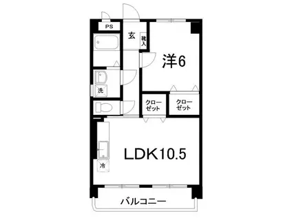 マリベールアスカII(1LDK/3階)の間取り写真