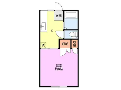 ドミール欧城II(1K/2階)の間取り写真