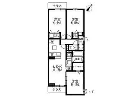 ソレーユ石神井公園(3LDK/1階)の間取り写真