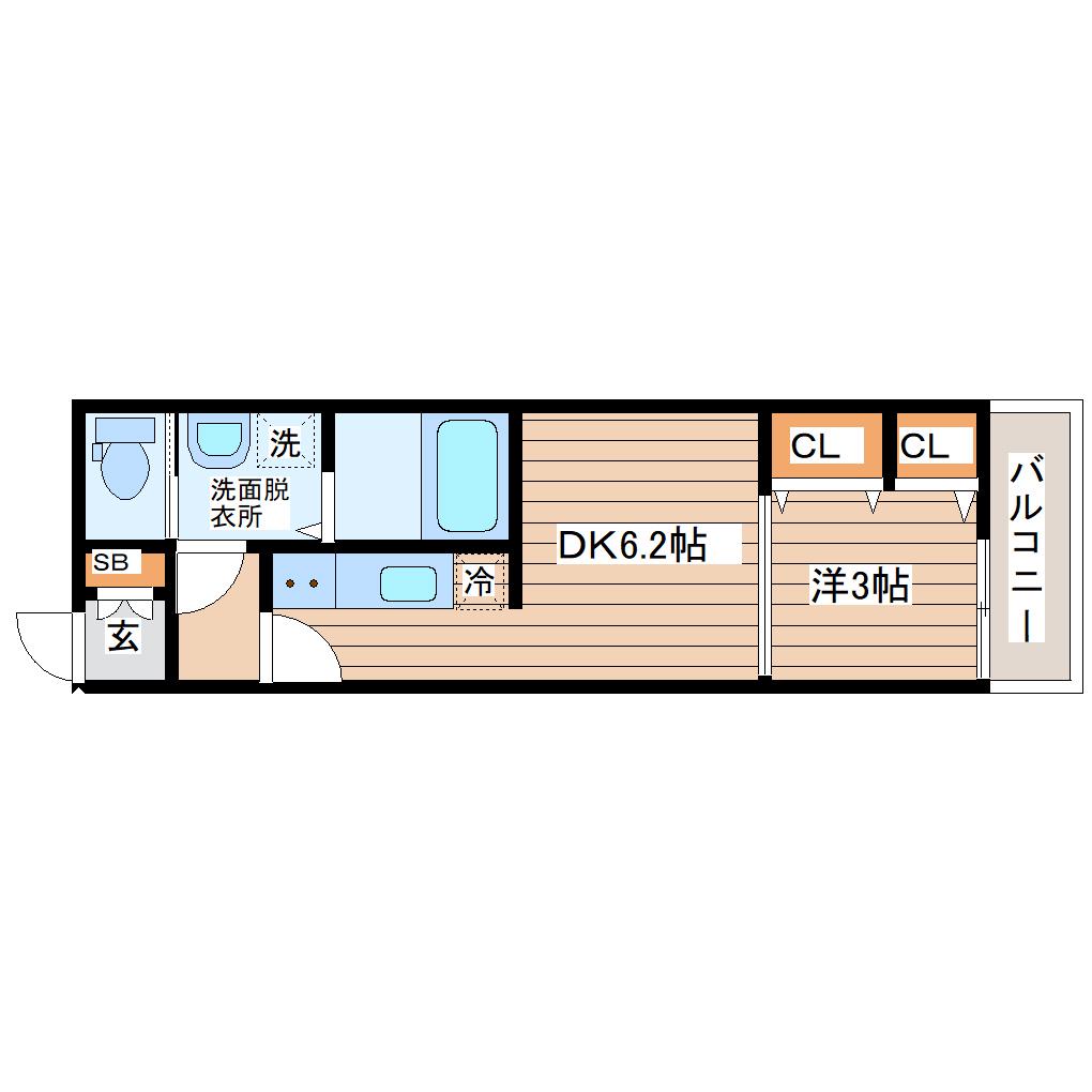 J RESIDENCE OTEMACHI(1DK/3階)の間取り写真