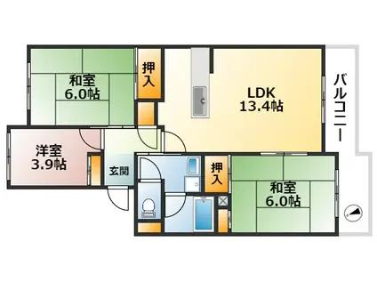 シティハイツ狩口(3LDK/5階)の間取り写真