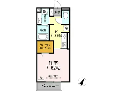 ベルネージュII(1K/2階)の間取り写真