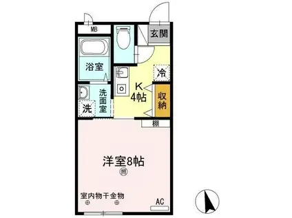 プリシェール高松 A棟(1K/2階)の間取り写真