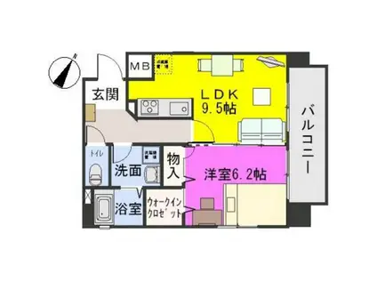 三川ビル(1LDK/3階)の間取り写真