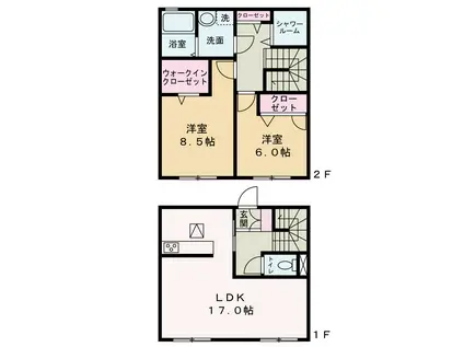 リヴェール(1DK/1階)の間取り写真