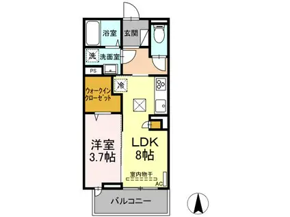 メゾン ド ウミライ元町(1LDK/1階)の間取り写真
