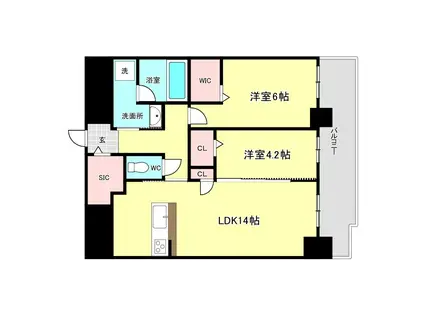 ルクスエテルナ江戸堀(2LDK/4階)の間取り写真