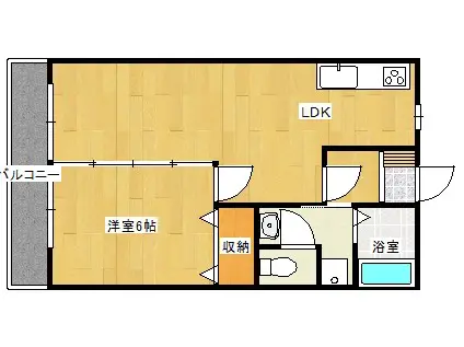 野島グリーンハイツ(1LDK/1階)の間取り写真