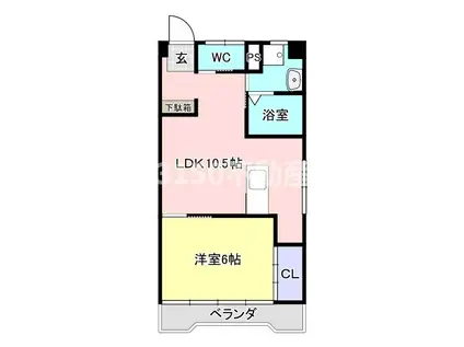 常磐ハイツ(1LDK/2階)の間取り写真