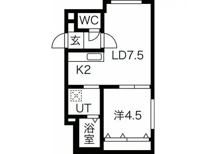 CIGAL二十四軒(1LDK/1階)の間取り写真