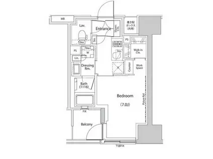 ザ・パークハビオ人形町レジデンス(1K/10階)の間取り写真