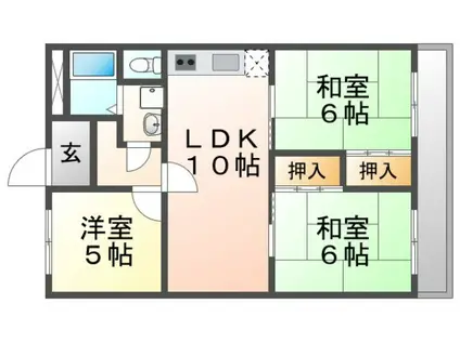 グリーンヒル千里(3LDK/2階)の間取り写真