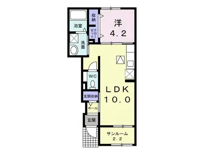 シャロームC I(1LDK/1階)の間取り写真