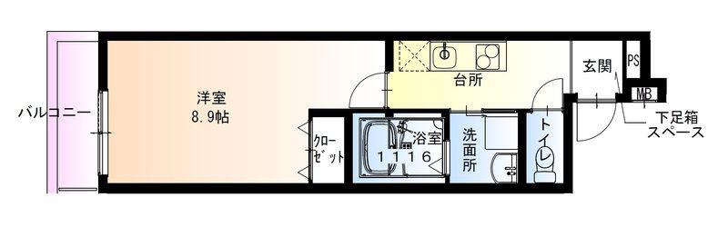 フジパレス湊駅南(1K/1階)の間取り写真
