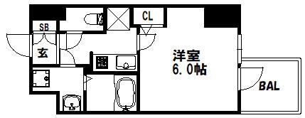 エスリード神戸三宮ヒルズ(1K/14階)の間取り写真