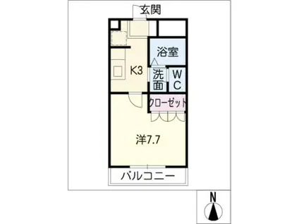 レシェンテV(1K/2階)の間取り写真