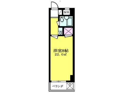 ティーアイエスマンション堀之内(1K/2階)の間取り写真