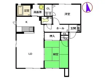 シャンティ小森野 B棟(2LDK/1階)の間取り写真