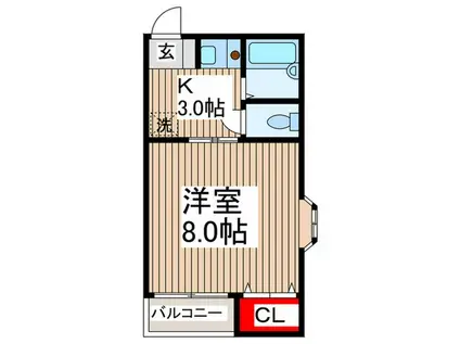 グリーン太田(1K/2階)の間取り写真
