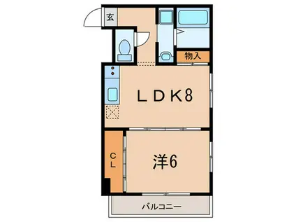 栄ハイツ六甲(1LDK/4階)の間取り写真