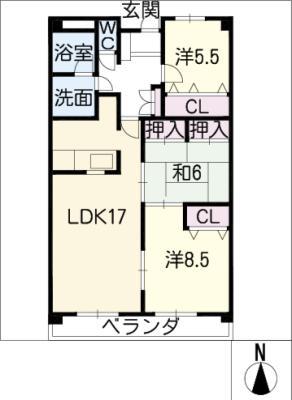 アコールヤマショウ(3LDK/4階)の間取り写真