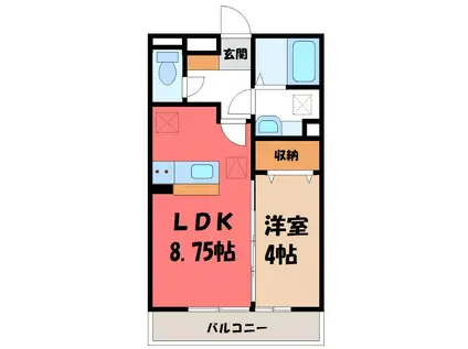 Dクレアーレ(1LDK/2階)の間取り写真