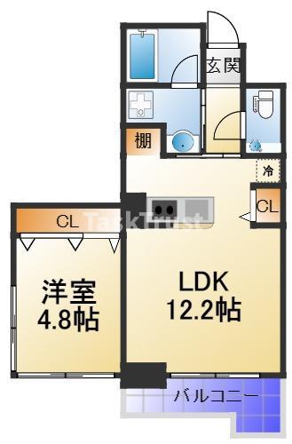 ラグレース天六(1LDK/3階)の間取り写真