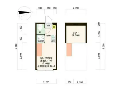 アカツキテラス和泉III(ワンルーム/1階)の間取り写真
