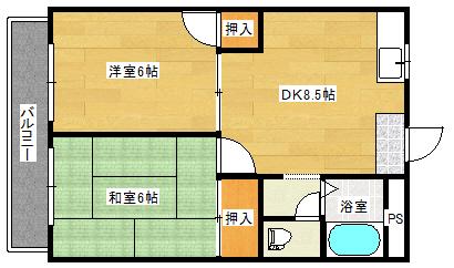 フレグランス東雲(2DK/3階)の間取り写真