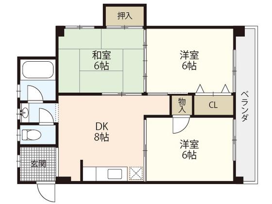 石光ビル(3LDK/5階)の間取り写真
