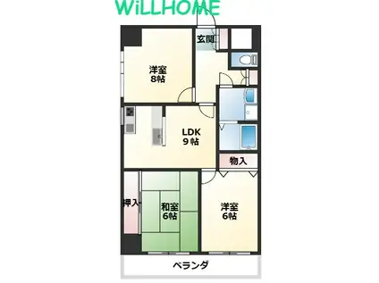 WAJIMA小雑賀マンション(3DK/2階)の間取り写真