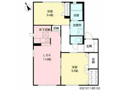 メゾンド・サンパティークB棟(2LDK/1階)の間取り写真