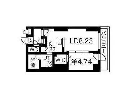 S-RESIDENCE近代美術館(1LDK/3階)の間取り写真