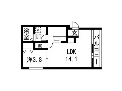 氷室ウォーク(1LDK/3階)の間取り写真