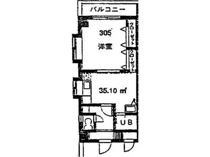 プロミネンス14(1DK/3階)の間取り写真