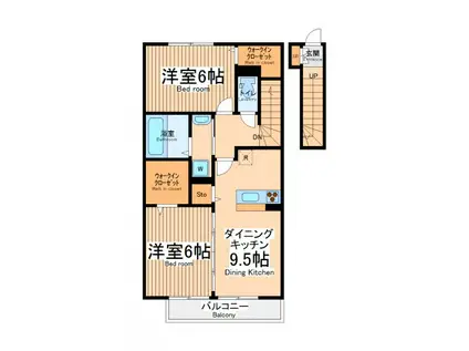 グレイス ガーデン(2DK/2階)の間取り写真