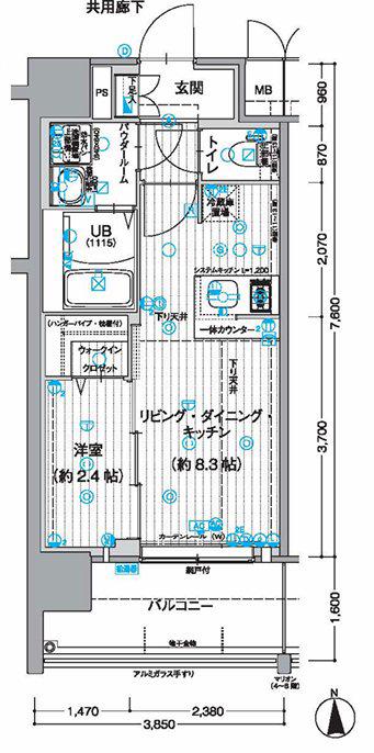 エスリード志賀本通ザ・フロント(1LDK/2階)の間取り写真