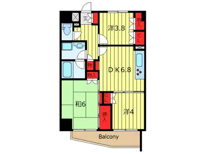 藤和日暮里駅前コープ(3DK/2階)の間取り写真