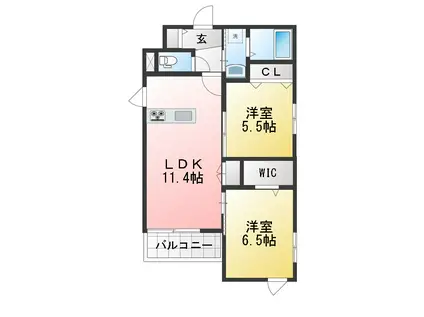 宮町メゾン(2LDK/1階)の間取り写真
