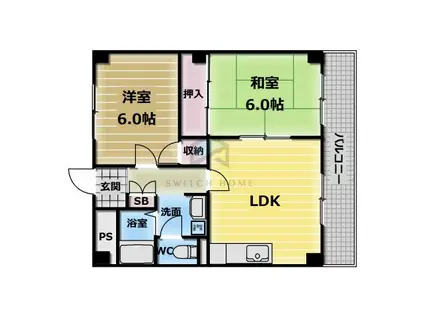 カレント・スクエア(2LDK/3階)の間取り写真