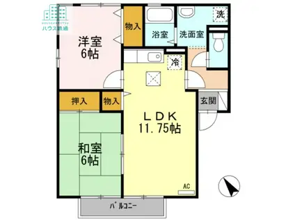 ロイヤルガーデン三城B(2LDK/1階)の間取り写真